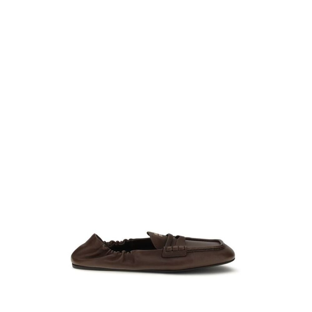 Miu Miu Brown Lamb Ovis Aries Slip-On Women's Loafers